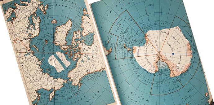 Vintage 1935 Map  pole to pole